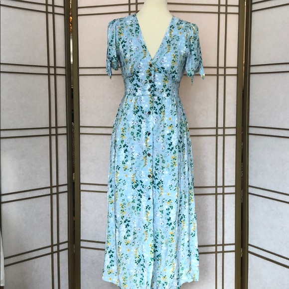 light blue floral midi dress